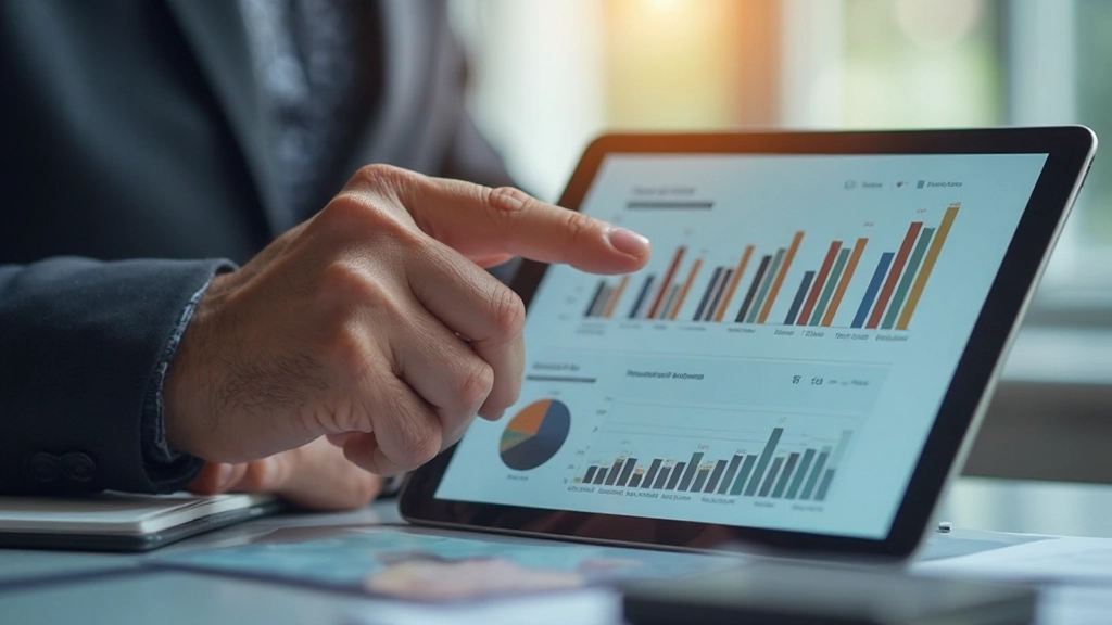 Close-up van financiële dashboard op tablet met duidelijk zichtbare touch-targets, grote knoppen en comfort spacing voor vinger-invoer